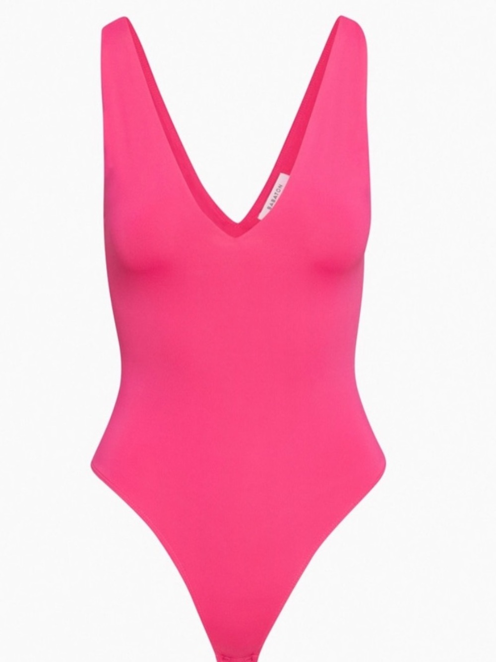 Babaton hot pink contour V neck bodysuit